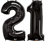 Large Black Number 21 Balloons