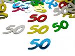 50th Birthday Confetti, Bright Metallic Number 50 Confetti
